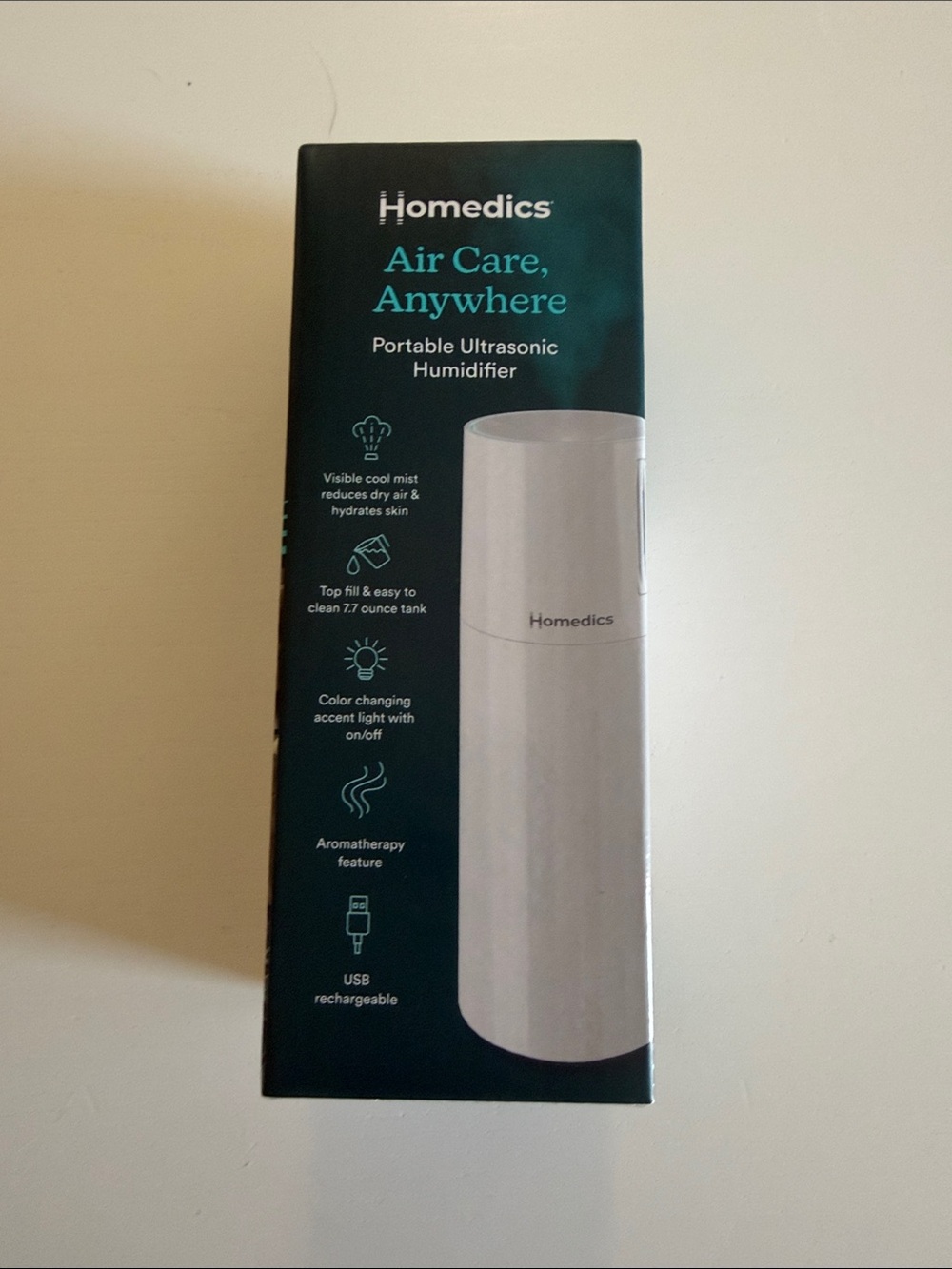 Homedics White Portable Ultrasonic Humidifier with Color Accent